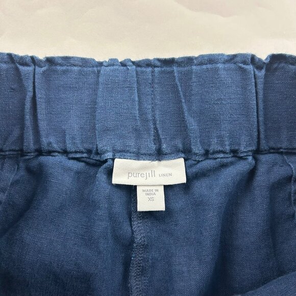J. Jill Navy Linen High Rise Slim Leg Ankle Pant XS - Picture 3 of 7
